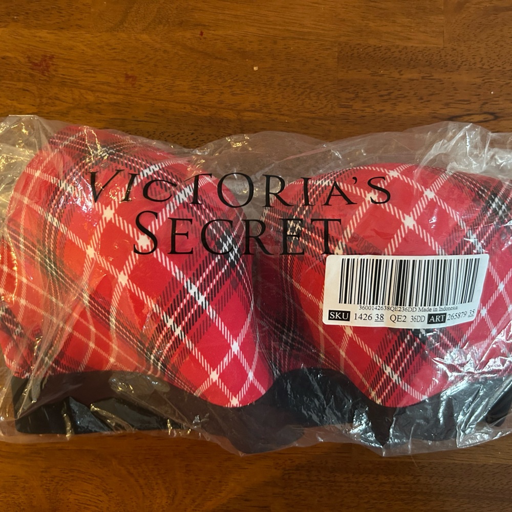 Victoria's Secret 36DD Red and Black Plaid Lingerie